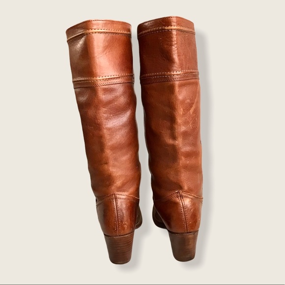 Frye Jane Stitch Leather Heeled Knee High Boots - Picture 9 of 16
